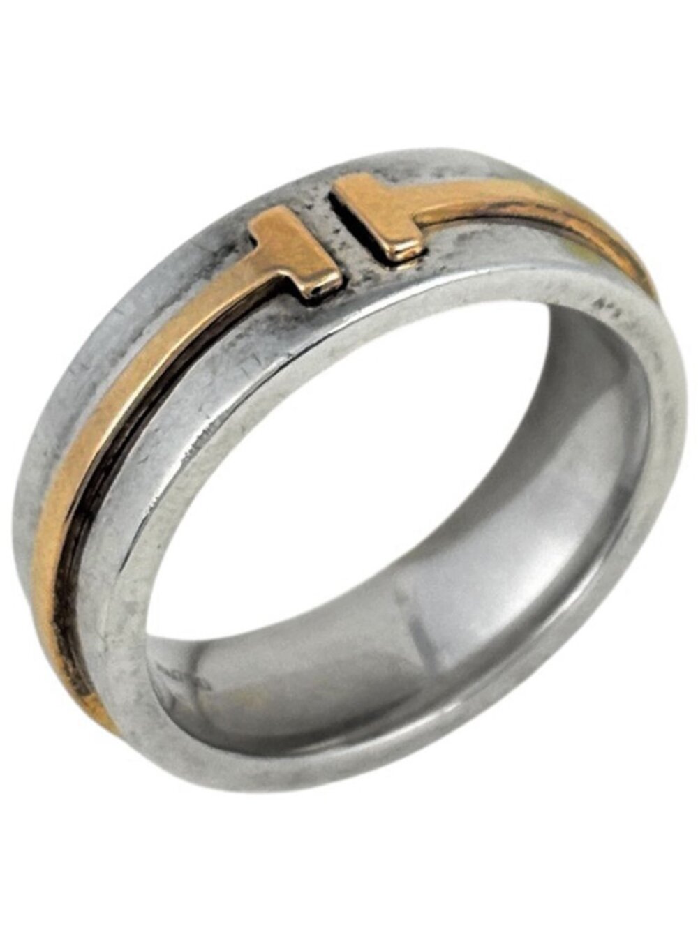 Tiffany & Co Ring T Two Narrow 18k Combination Silver Gold